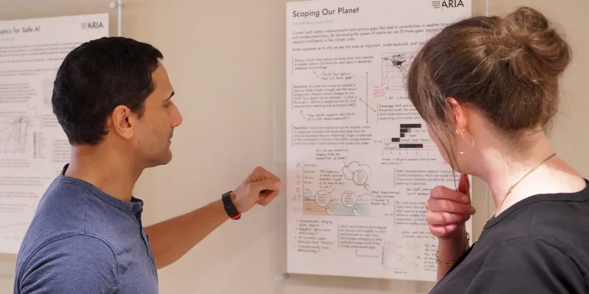 Rico Chandra and Gemma Bale discussing the Scoping Our Planet opportunity space