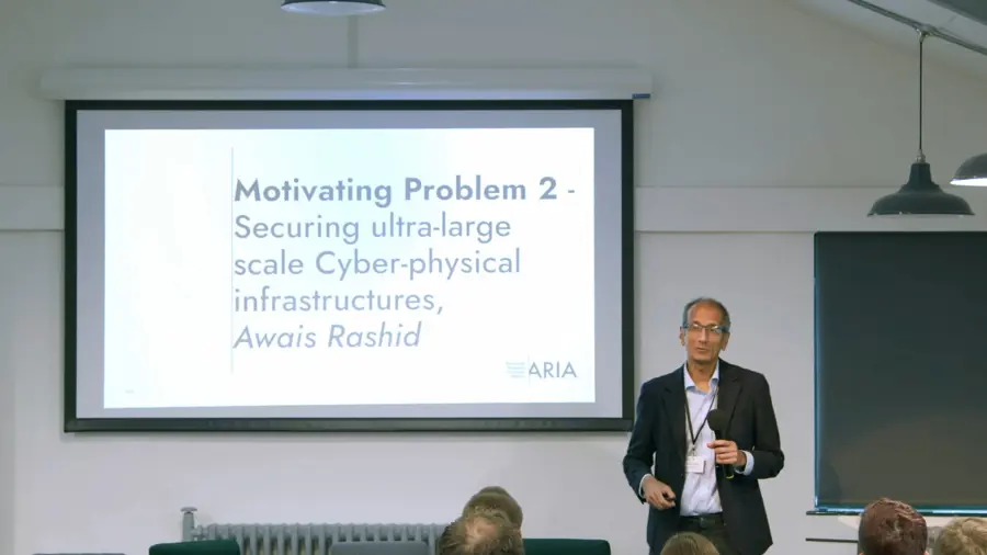 Awais Rashid presenting a talk at the Trust Everything, Everywhere Discovery workshop