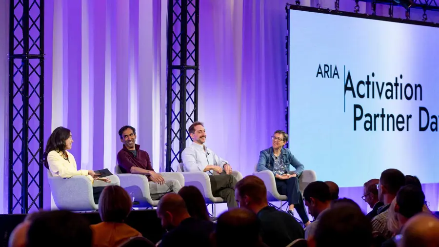 Pippy James, Jacques Carolan, Suraj Bramhavar and Jenny Read speaking at the ARIA Summit 2025